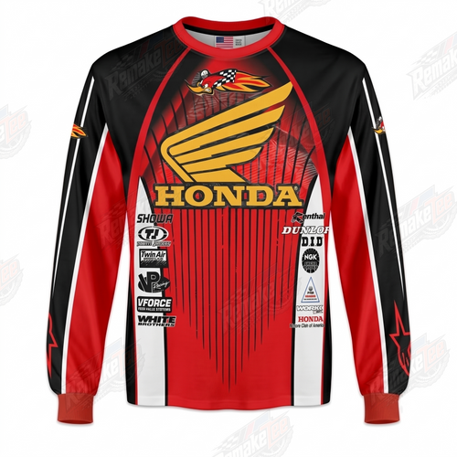 Honda Wing Red Gold vintage VMX racing jersey - product view