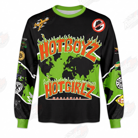 Hotboyz Hotgirlz Black Green vintage BMX racing jersey - product view