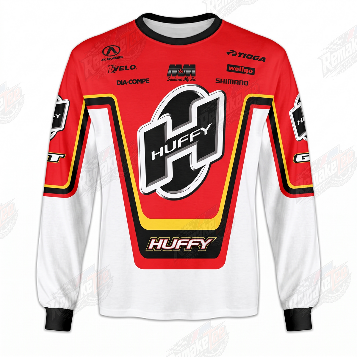 Huffy Racing Red White vintage BMX racing jersey - front product view