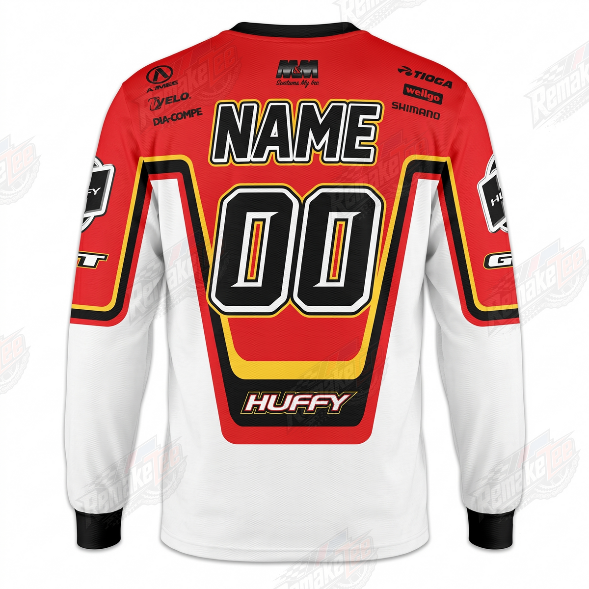 Huffy Racing Red White vintage BMX racing jersey - back product view