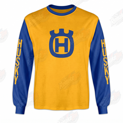 Husqvarna Husky Blue Yellow Heritage vintage VMX racing jersey - front view