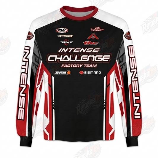 Intense Challenge Factory Team Black Red vintage BMX racing jersey - product view