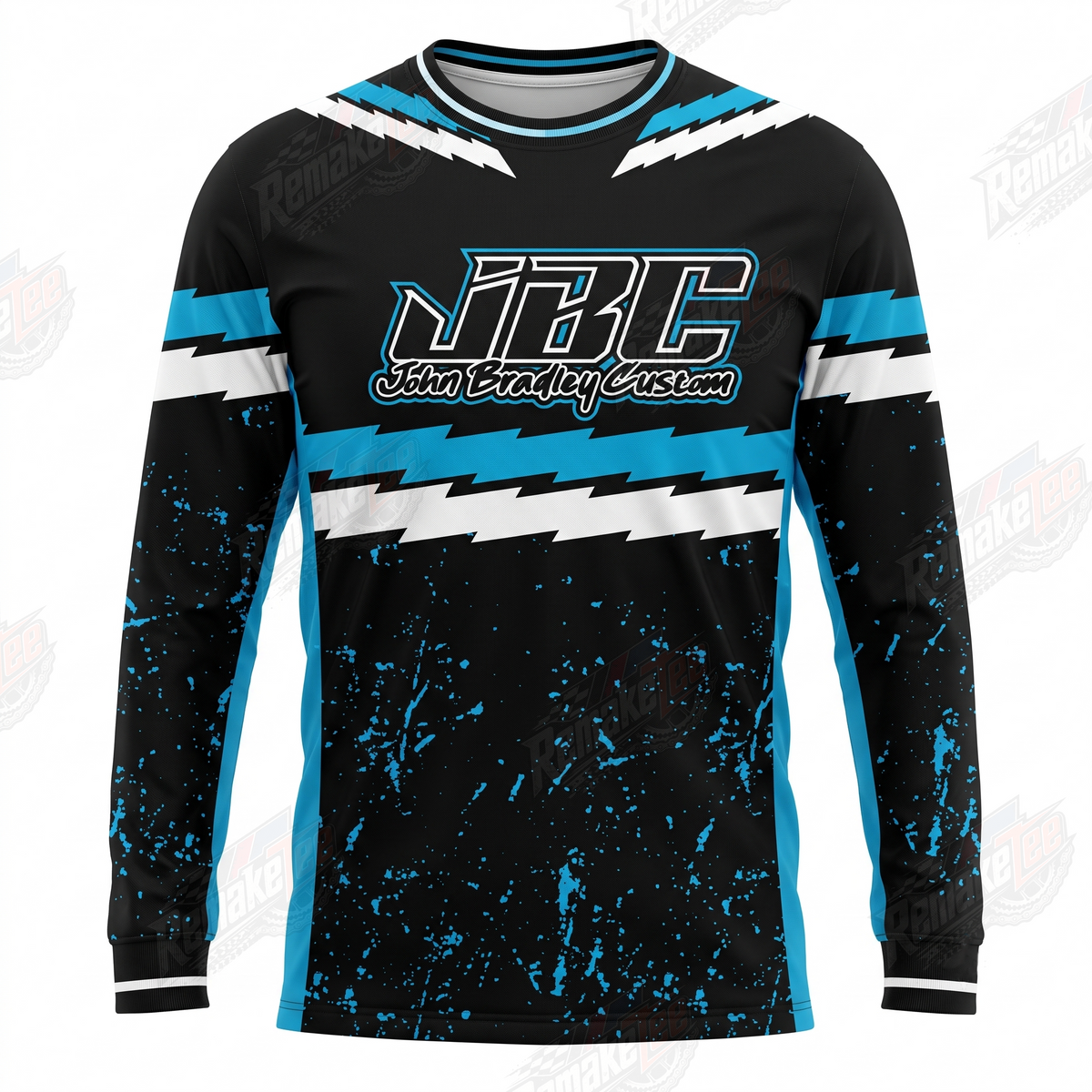 JBC Black Cyan Lightning vintage BMX racing jersey - front product view
