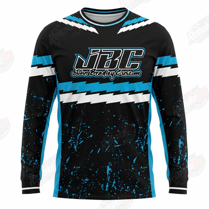 JBC Black Cyan Lightning vintage BMX racing jersey - front product view