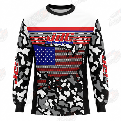 JBC John Bradley Custom American Flag Camo Red Black vintage BMX racing jersey - product view