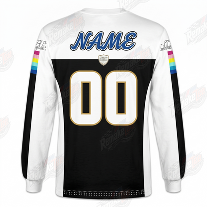JBC John Bradley Custom Rainbow Stripe Black White vintage BMX racing jersey - alternate product view