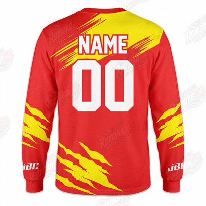 JBC John Bradley Custom Red Yellow Brush vintage BMX racing jersey - alternate product view