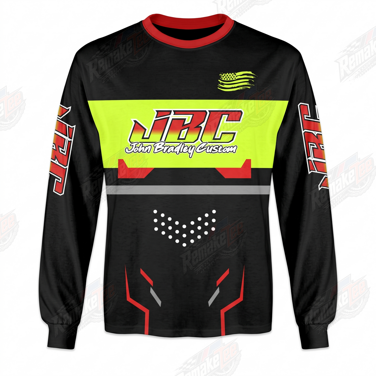 JBC Neon Yellow Tech vintage BMX racing jersey - front product view