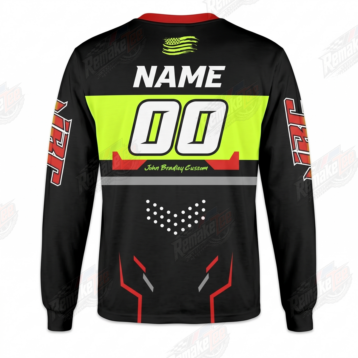 JBC Neon Yellow Tech vintage BMX racing jersey - back product view