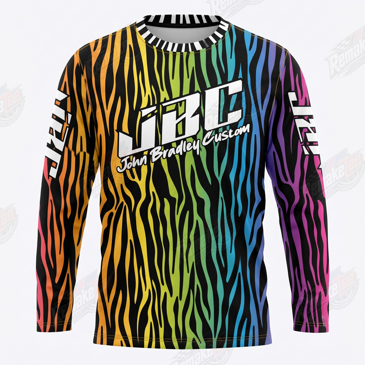 JBC Rainbow Zebra vintage BMX racing jersey - front product view