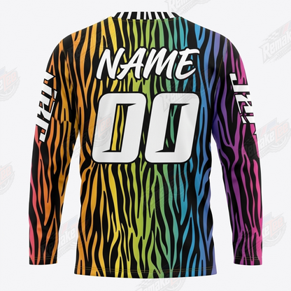 JBC Rainbow Zebra vintage BMX racing jersey - back product view