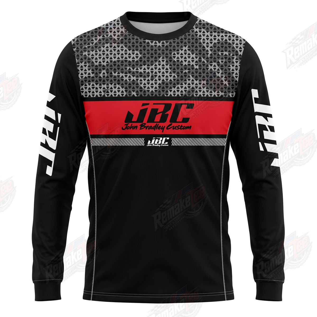 JBC Red Chain Pattern vintage BMX racing jersey - front product view