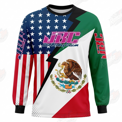 JBC USA Mexico Split Flag vintage BMX racing jersey - front product view