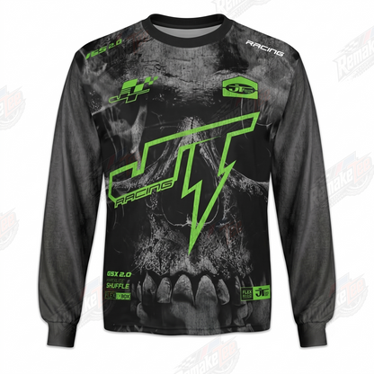 JT Racing Skull Green Black vintage VMX racing jersey - front product view