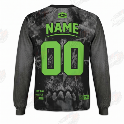 JT Racing Skull Green Black vintage VMX racing jersey - back product view