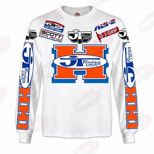 JT Racing USA White vintage VMX racing jersey - product view