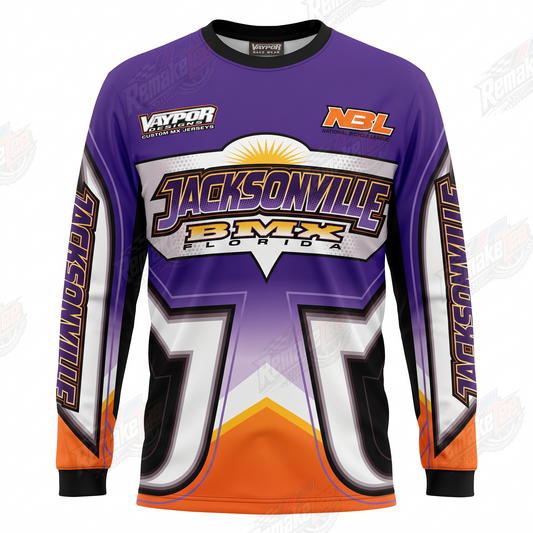 Jacksonville BMX Racing Purple Orange vintage racing jersey - product view
