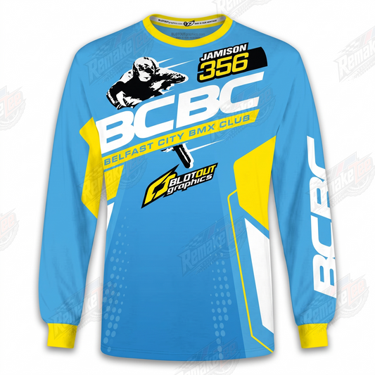 Jamison 356 BCBC Belfast City BMX Club vintage racing jersey - product view