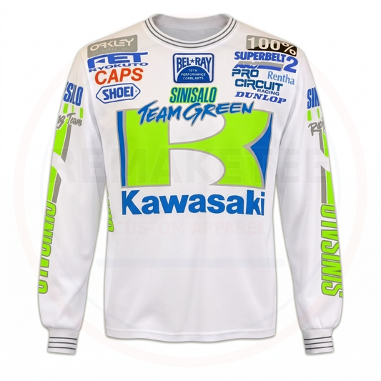 RemakeTee Kawasaki Sinisalo Oakley Dunlop Axo Custom Vintage Retro VMX Racing Jersey 1291