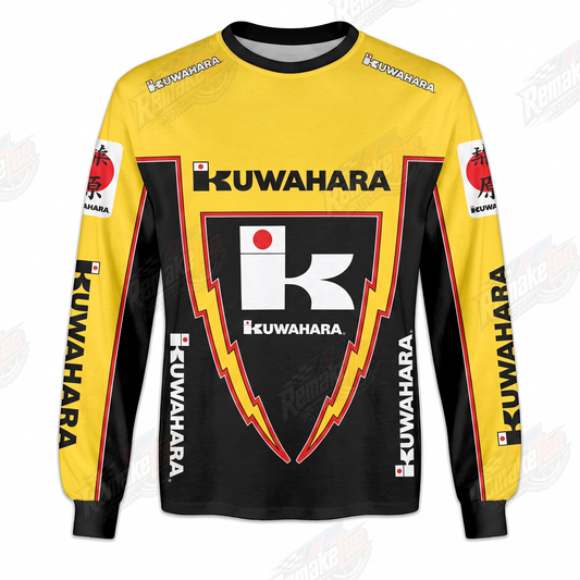 Kuwahara Shield Yellow Black vintage BMX racing jersey - product view