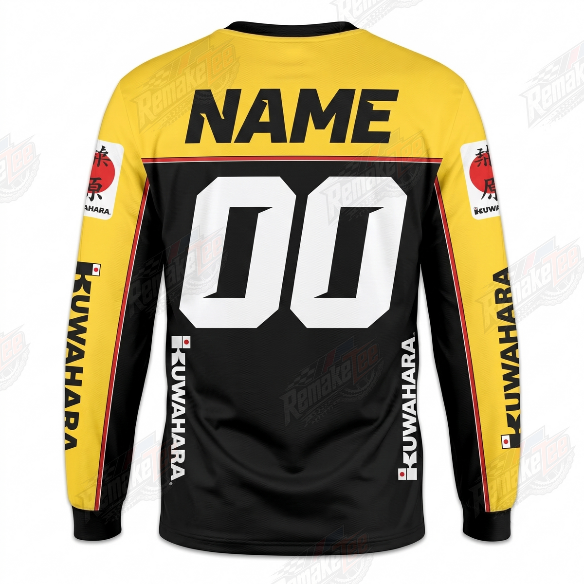 Kuwahara Shield Yellow Black vintage BMX racing jersey - alternate product view