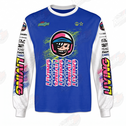 Living BMX Blue vintage BMX racing jersey - product view