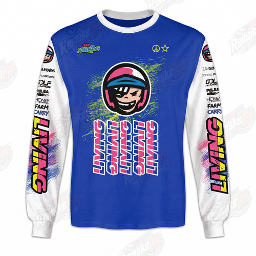 Living BMX Blue vintage BMX racing jersey - product view
