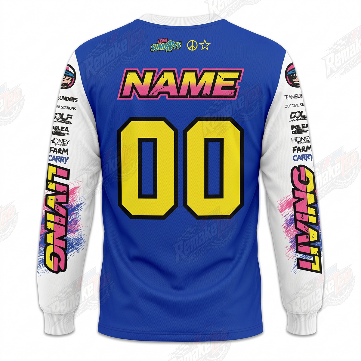 Living BMX Blue vintage BMX racing jersey - alternate product view