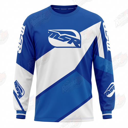 MSR Blue White vintage VMX racing jersey - front product view