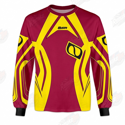 MSR Burgundy Yellow vintage VMX racing jersey - front product view