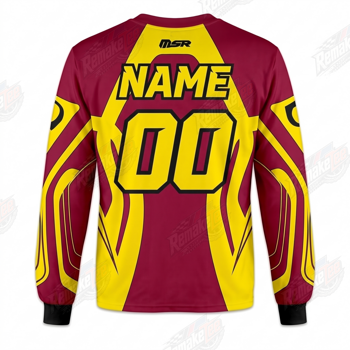MSR Burgundy Yellow vintage VMX racing jersey - back product view