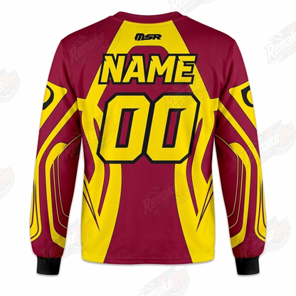 MSR Burgundy Yellow vintage VMX racing jersey - back product view
