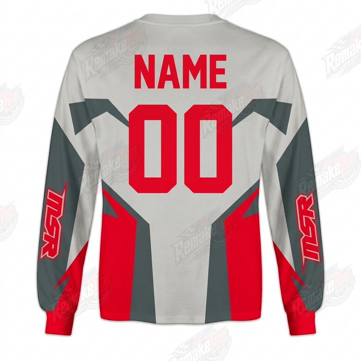 MSR Gray Red vintage VMX racing jersey - back product view