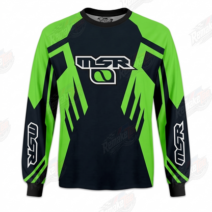 MSR Green Black vintage VMX racing jersey - front product view