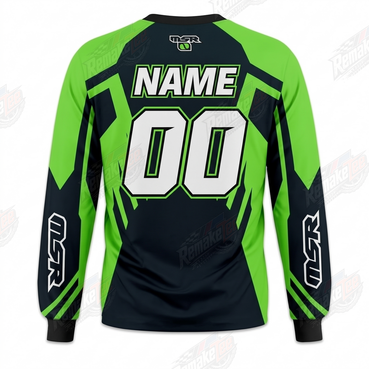MSR Green Black vintage VMX racing jersey - back product view