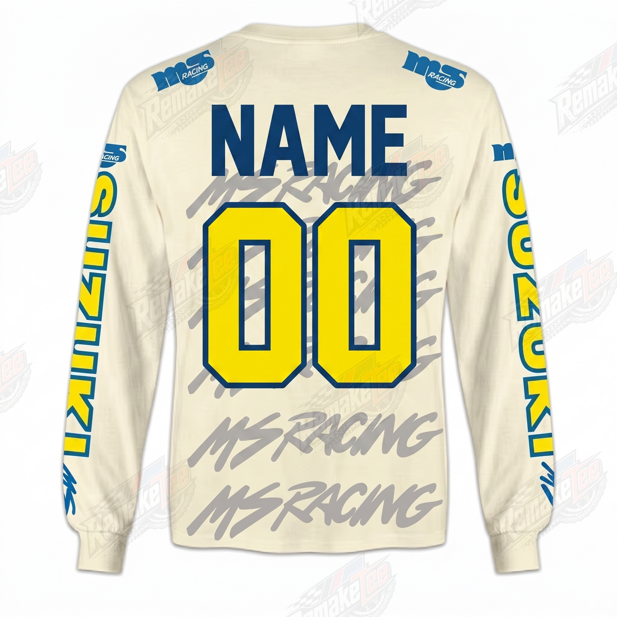 MS Racing Suzuki Cream Blue Yellow vintage VMX racing jersey - alternate product view