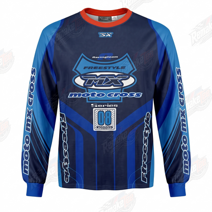 MX Freestyle Blue Racing vintage VMX racing jersey - front product view