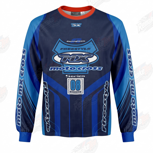 MX Freestyle Blue Racing vintage VMX racing jersey - front product view