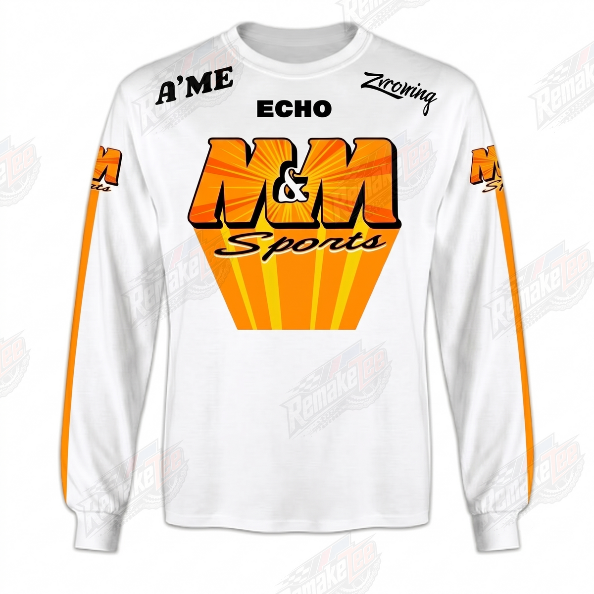 M&M Sports Orange Sunburst vintage BMX racing jersey - front product view
