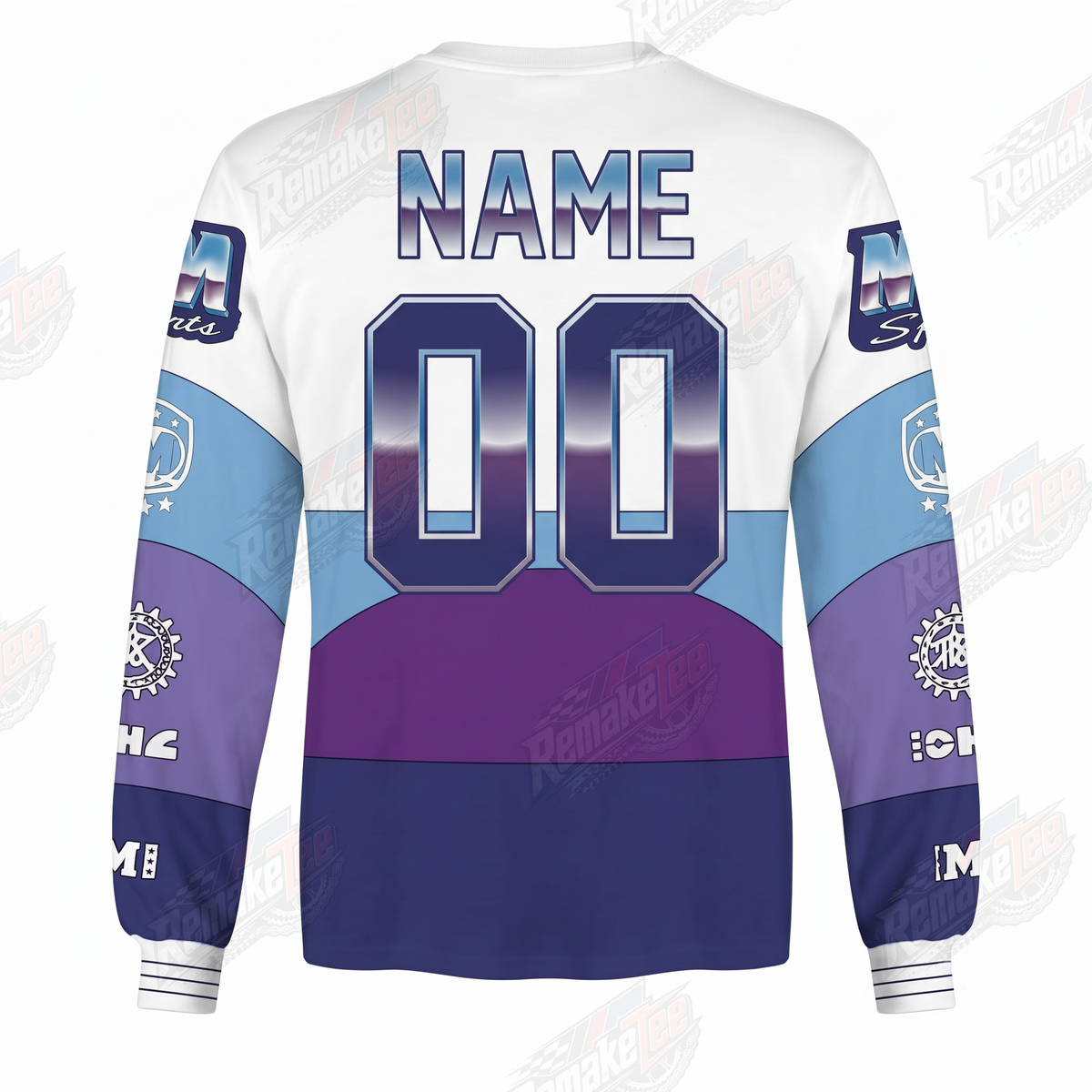 M&M Sports Purple Blue vintage BMX racing jersey - back product view