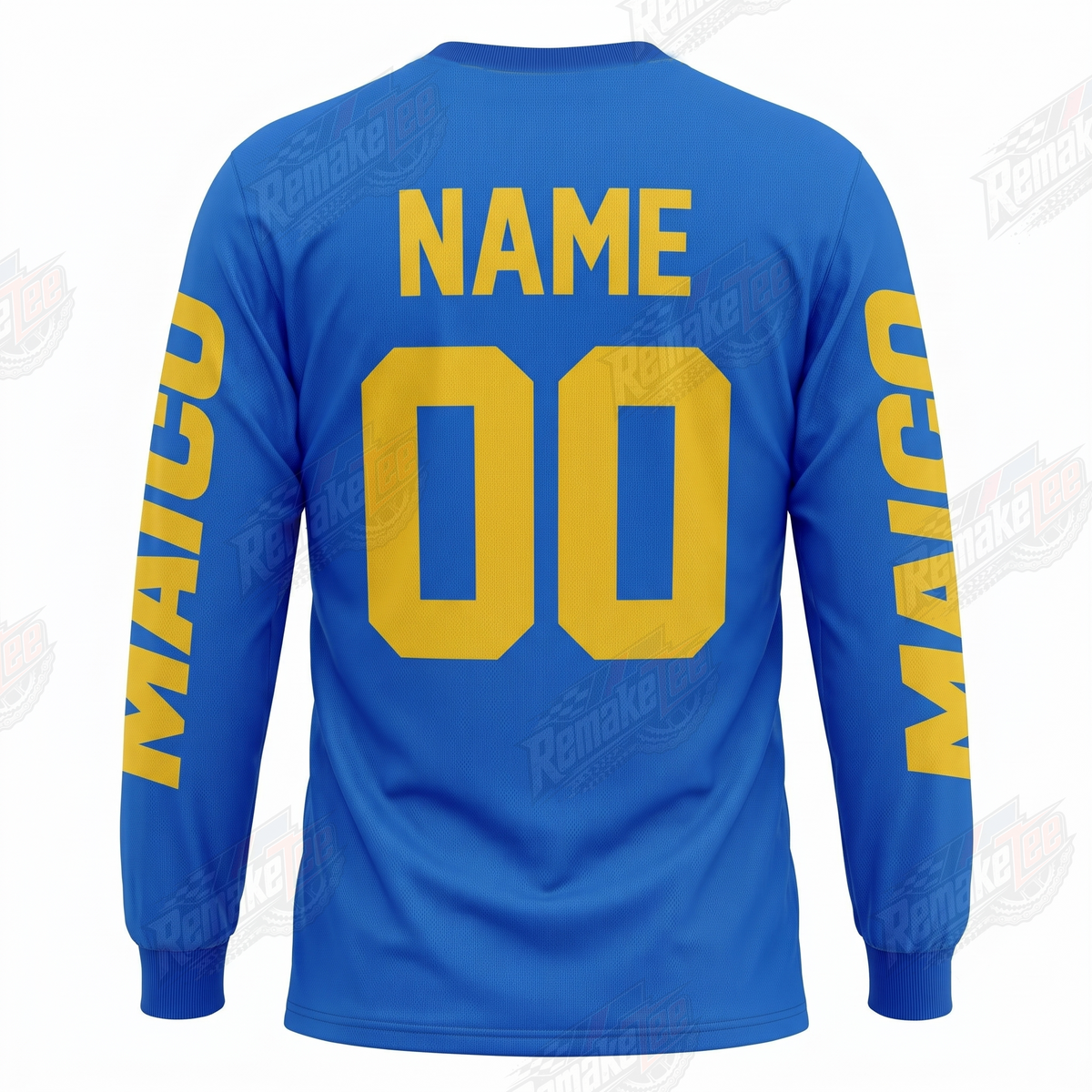 Maico Eagle Blue Yellow vintage VMX racing jersey - back product view