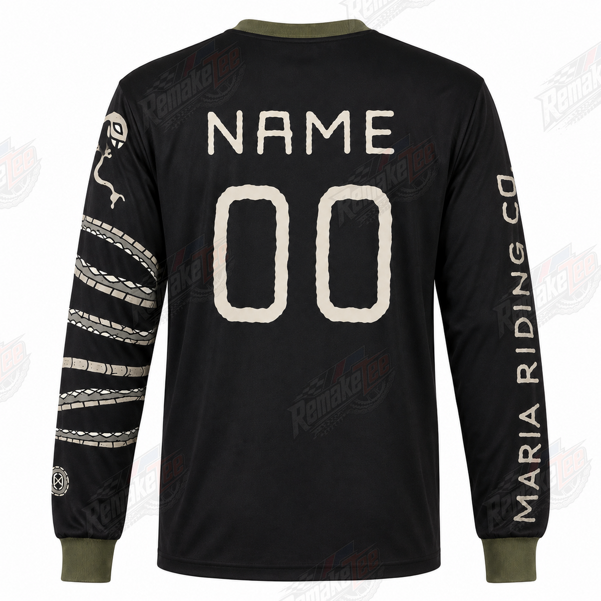 Maria Riding Co Motor Cycles Black Olive Tire Graphic vintage BMX racing jersey - alternate product view