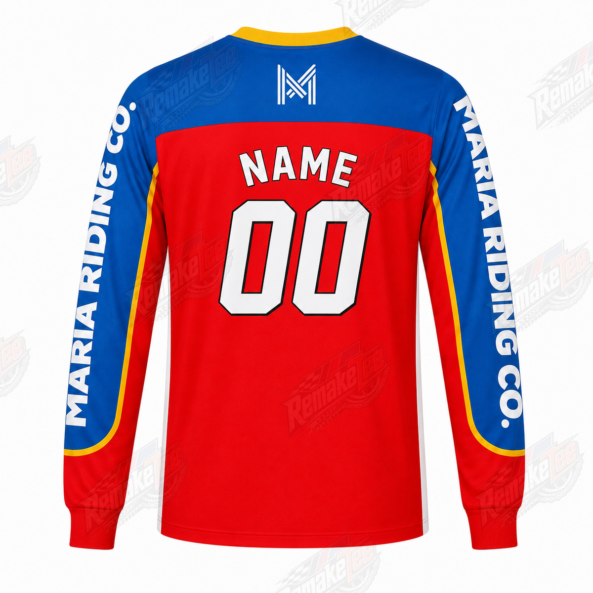 Maria Riding Co Motorcycles Red Blue Yellow vintage BMX racing jersey - alternate product view