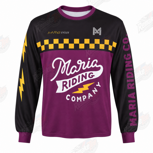 Maria Riding Company Purple Black Yellow Checker vintage BMX racing jersey - product view