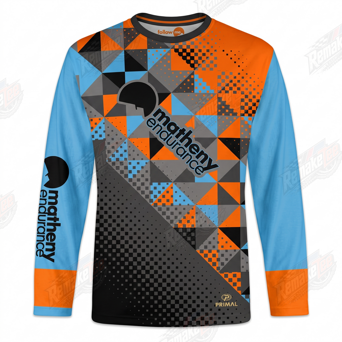 Matheny Endurance Orange Blue vintage BMX racing jersey - product view