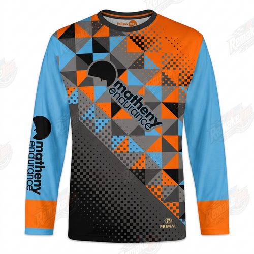 Matheny Endurance Orange Blue vintage BMX racing jersey - product view