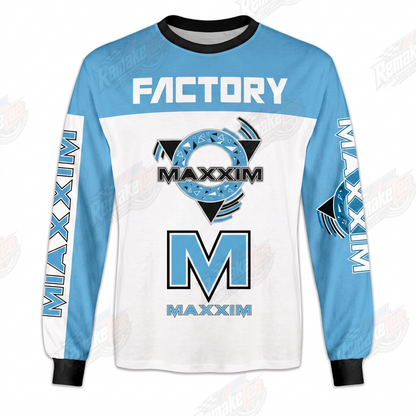 Maxxim Factory Racing Blue White vintage BMX racing jersey - product view