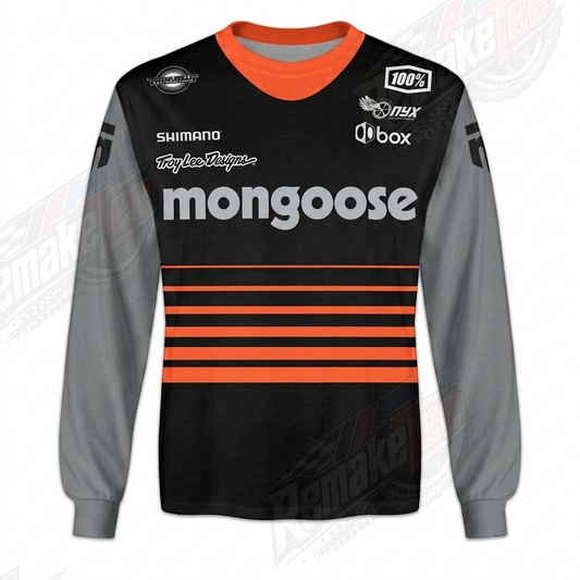 Mongoose Black Gray Orange vintage BMX racing jersey - product view