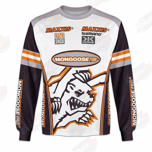 Mongoose White Orange Black vintage BMX racing jersey - product view