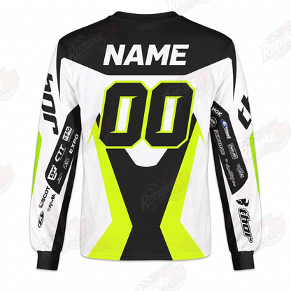 Monster Energy Kawasaki Pro Circuit Neon Yellow White vintage VMX racing jersey - back product view